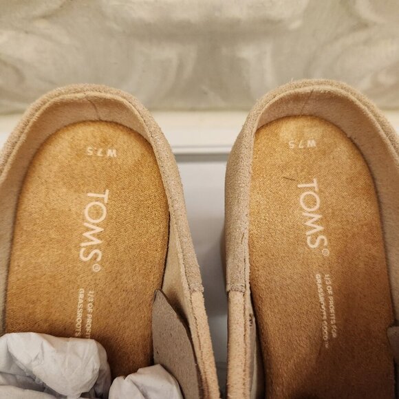 TOMS "Florence" Honey Beige" Suede Block heeled mules. NIB. Size: various - Picture 7 of 15
